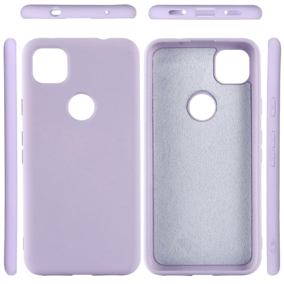 For Google Pixel 4a Pure Color Liquid Silicone Shockproof Full Coverage Case(Purple)