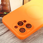 For iPhone 14 Liquid TPU Silicone Gradient MagSafe Phone Case(Orange Yellow)
