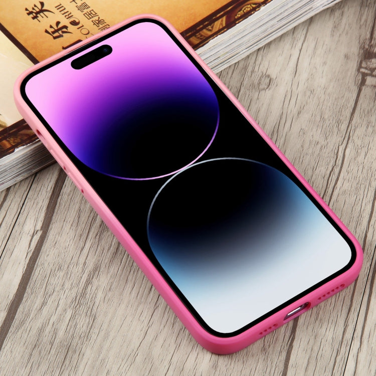 For iPhone 14 Pro Liquid TPU Silicone Gradient MagSafe Phone Case(Pink Red)