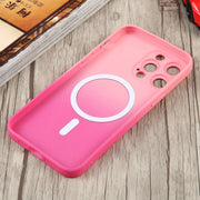 For iPhone 14 Pro Liquid TPU Silicone Gradient MagSafe Phone Case(Pink Red)