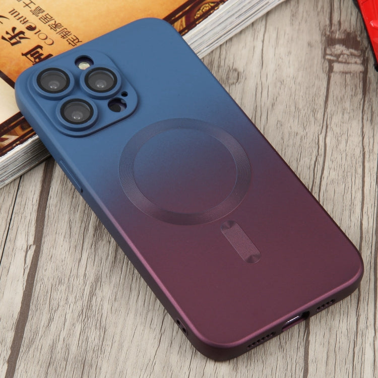 For iPhone 12 Pro Liquid TPU Silicone Gradient MagSafe Phone Case(Blue Purple)