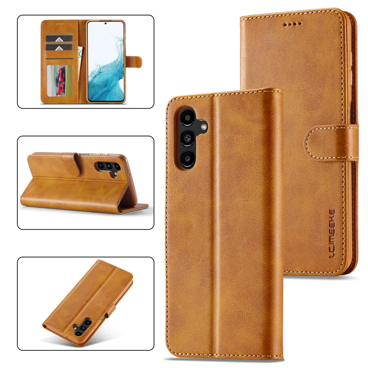 For Samsung Galaxy A34 5G LC.IMEEKE Calf Texture Leather Phone Case(Brown)