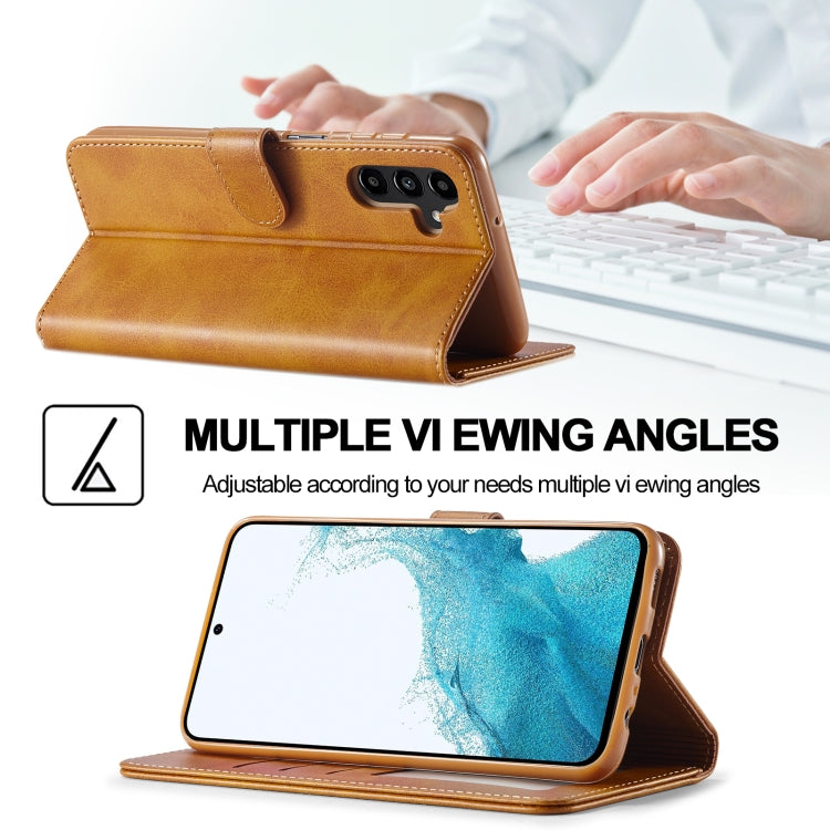 For Samsung Galaxy A34 5G LC.IMEEKE Calf Texture Leather Phone Case(Brown)