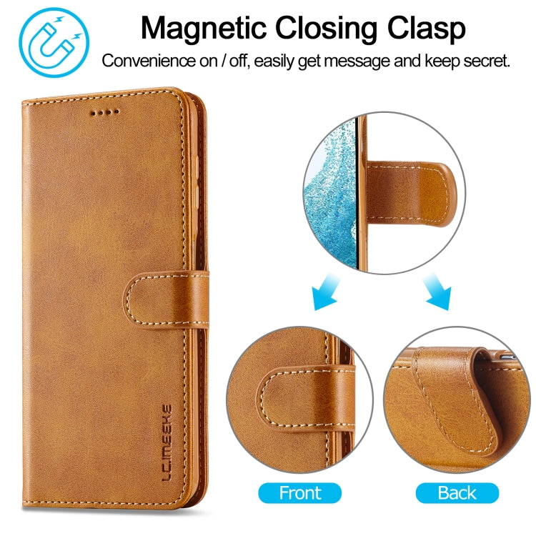 For Samsung Galaxy A34 5G LC.IMEEKE Calf Texture Leather Phone Case(Brown)
