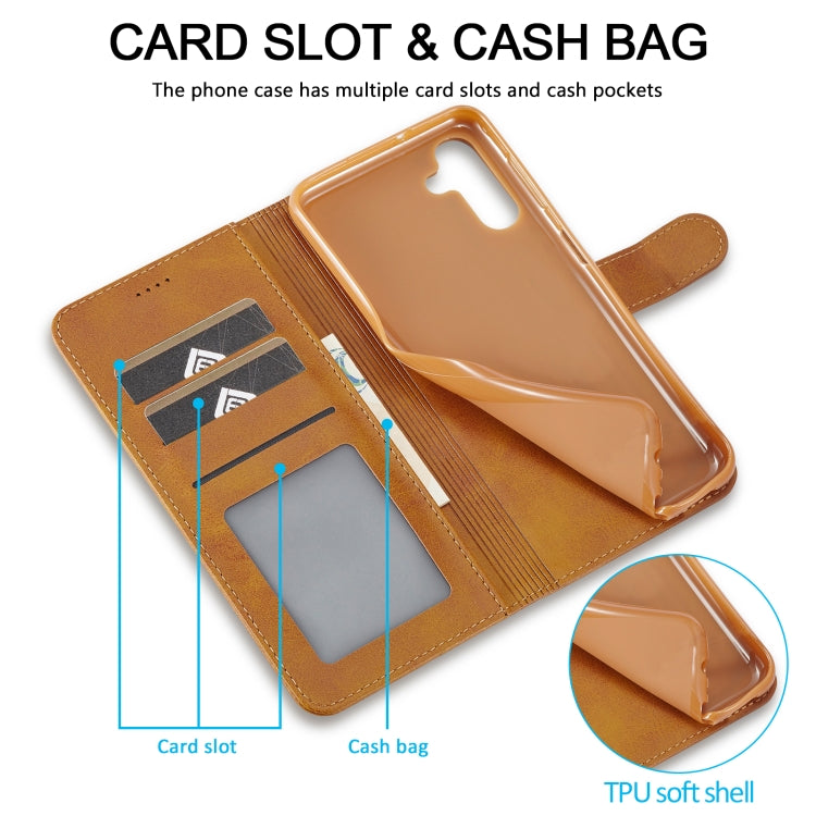 For Samsung Galaxy A34 5G LC.IMEEKE Calf Texture Leather Phone Case(Brown)