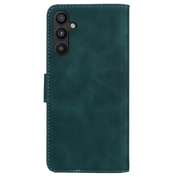 For Samsung Galaxy A34 5G Skin Feel Pure Color Flip Leather Phone Case(Green)