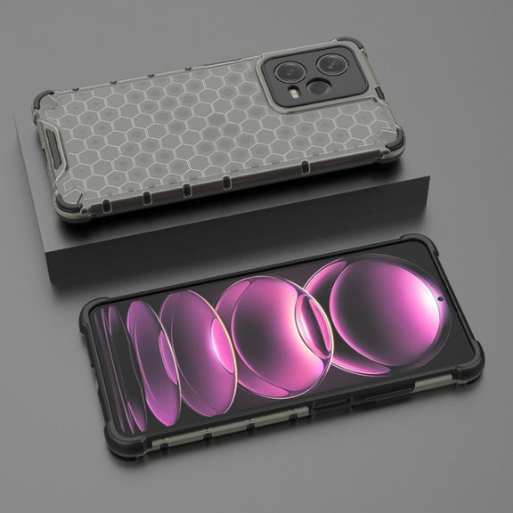 For Xiaomi Poco X5 Pro Shockproof Honeycomb PC + TPU Phone Case(Black)