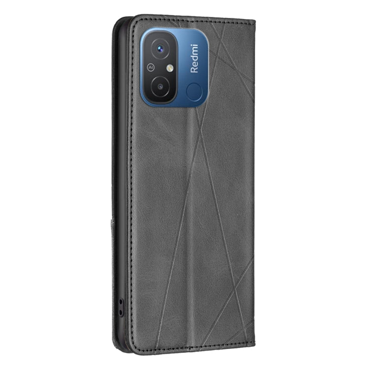 For Xiaomi Redmi 12C Prismatic Invisible Magnetic Leather Phone Case(Black)
