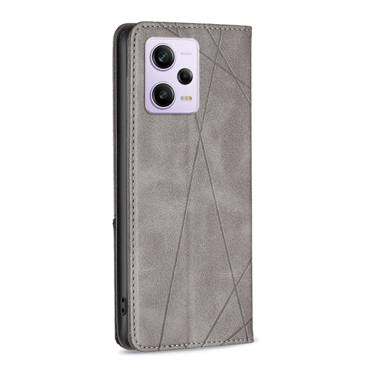 For Xiaomi Redmi Note 12 Pro 5G Global Prismatic Invisible Magnetic Leather Phone Case(Grey)