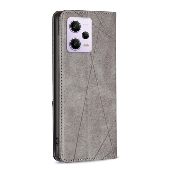 For Xiaomi Redmi Note 12 Pro 5G Global Prismatic Invisible Magnetic Leather Phone Case(Grey)