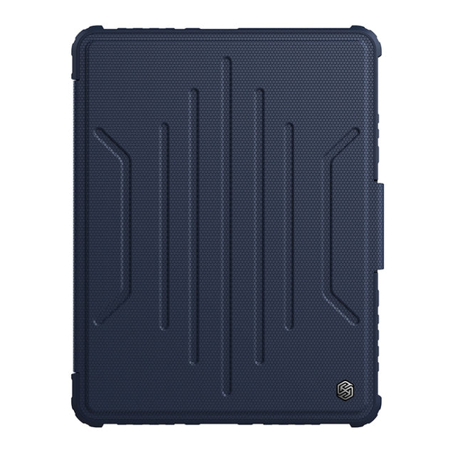 For iPad Pro 12.9 2022 NILLKIN Bumper Snapsafe Multifunctional Leather Tablet Case with Pen Slot(Blue)