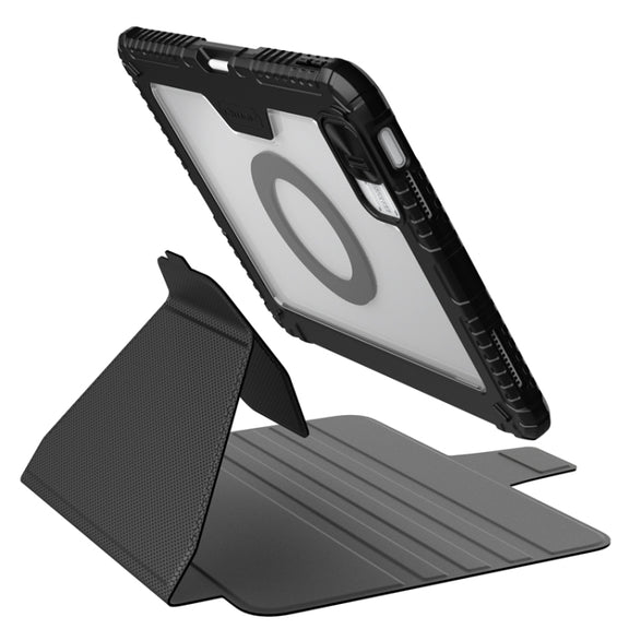 For iPad 2025 / 2022 NILLKIN Bumper Snapsafe Multifunctional Leather Tablet Case with Pen Slot(Black)