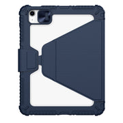 For iPad 2025 / 2022 NILLKIN Bumper Snapsafe Multifunctional Leather Tablet Case with Pen Slot(Blue)