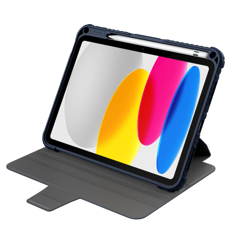 For iPad 2025 / 2022 NILLKIN Bumper Snapsafe Multifunctional Leather Tablet Case with Pen Slot(Blue)
