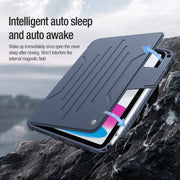 For iPad 2025 / 2022 NILLKIN Bumper Snapsafe Multifunctional Leather Tablet Case with Pen Slot(Blue)