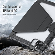 For iPad 2025 / 2022 NILLKIN Bumper Snapsafe Multifunctional Leather Tablet Case with Pen Slot(Black)