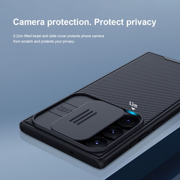 For Samsung Galaxy S23 Ultra 5G NILLKIN Black Mirror Pro Series Camshield Phone Case(Black)