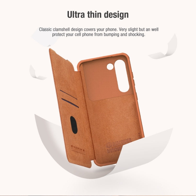 For Samsung Galaxy S23+ 5G NILLKIN QIN Series Pro Sliding Camera Cover Design Leather Phone Case(Black)
