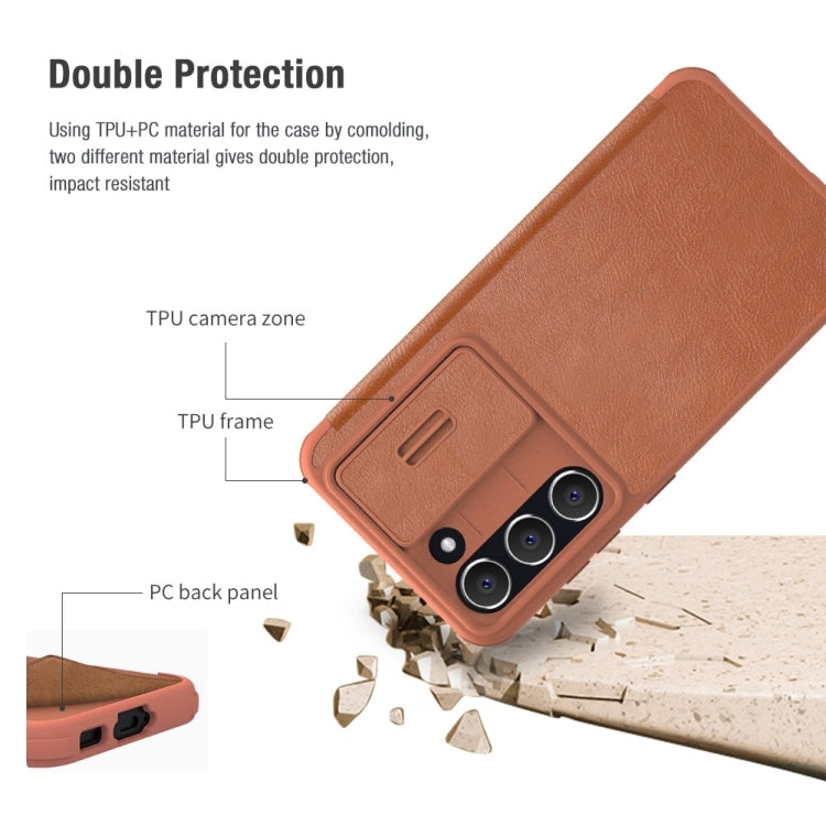 For Samsung Galaxy S23+ 5G NILLKIN QIN Series Pro Sliding Camera Cover Design Leather Phone Case(Black)