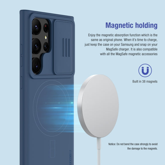 For Samsung Galaxy S23 Ultra 5G NILLKIN CamShield Liquid Silicone + PC Phone Case(Blue)