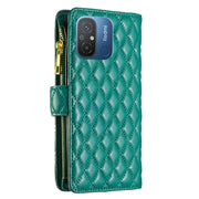 For Xiaomi Redmi 12C Diamond Lattice Zipper Wallet Leather Flip Phone Case(Green)