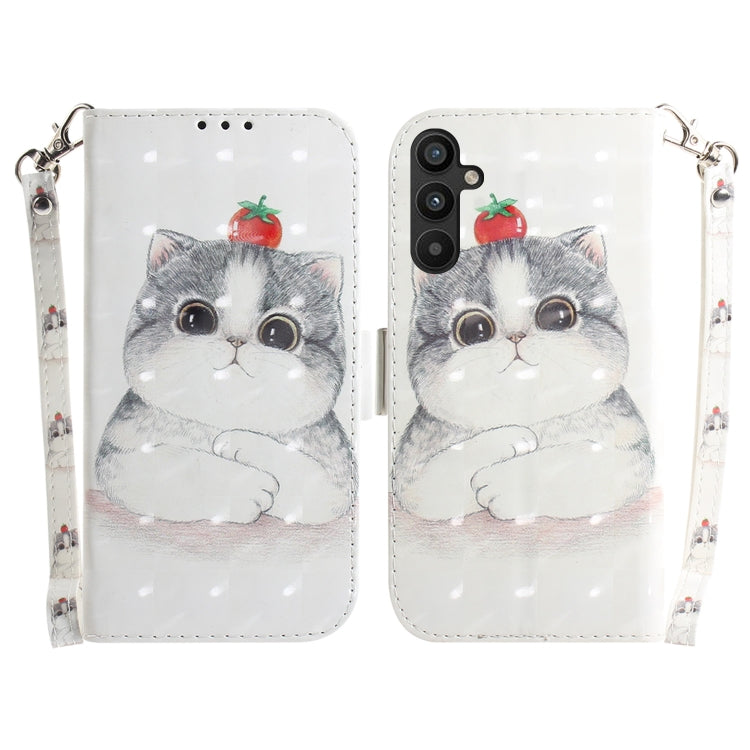 For Samsung Galaxy A54 5G 3D Colored Pattern Flip Leather Phone Case(Cute Cat)
