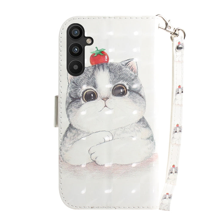 For Samsung Galaxy A54 5G 3D Colored Pattern Flip Leather Phone Case(Cute Cat)