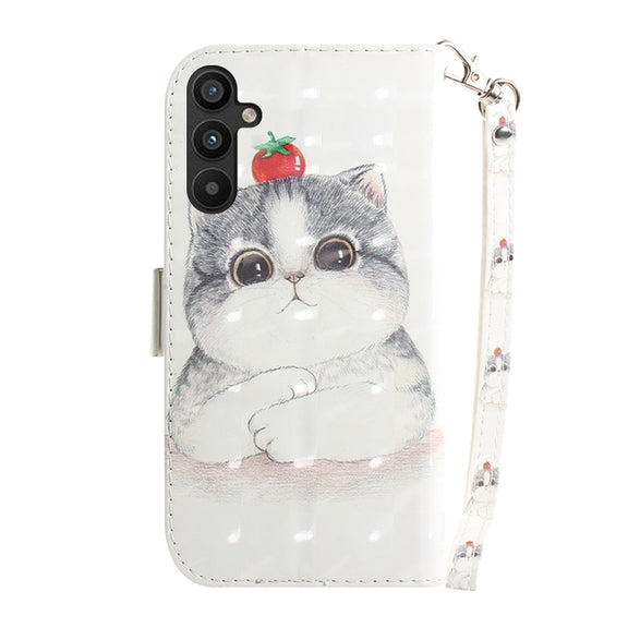 For Samsung Galaxy A54 5G 3D Colored Pattern Flip Leather Phone Case(Cute Cat)
