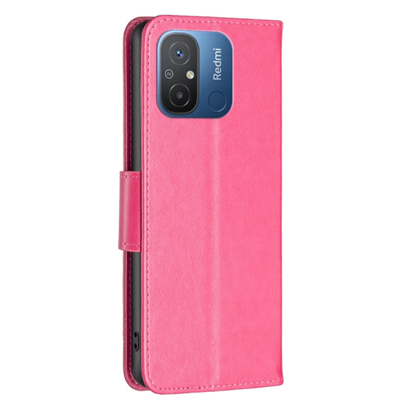 For Xiaomi Redmi 12C Embossing Two Butterflies Pattern Leather Phone Case(Rose Red)