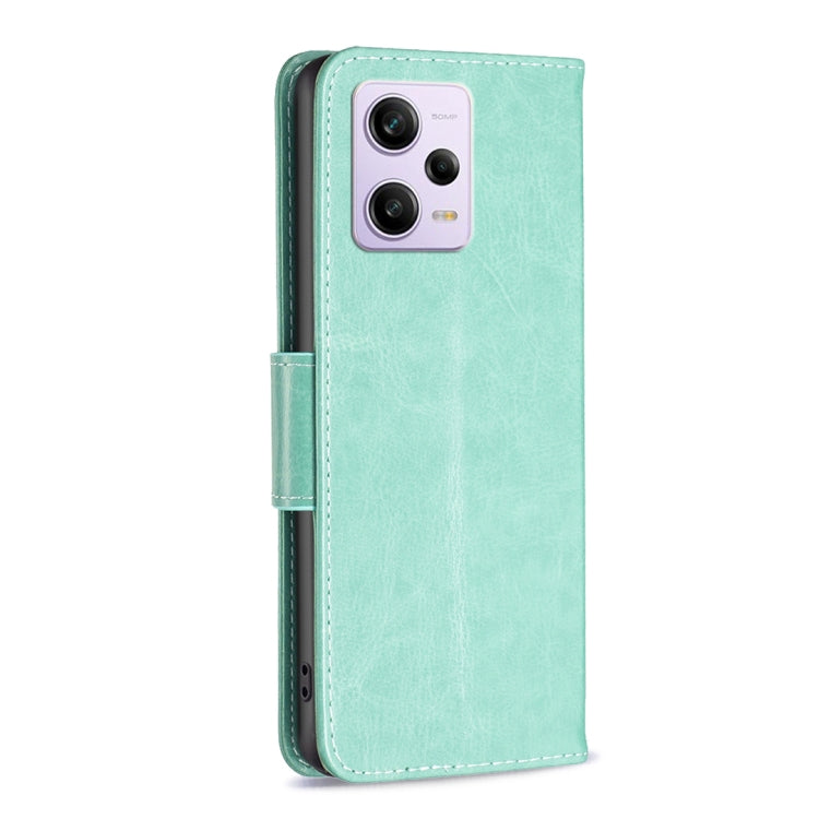 For Xiaomi Redmi Note 12 Pro 5G Global Embossing Two Butterflies Pattern Leather Phone Case(Green)