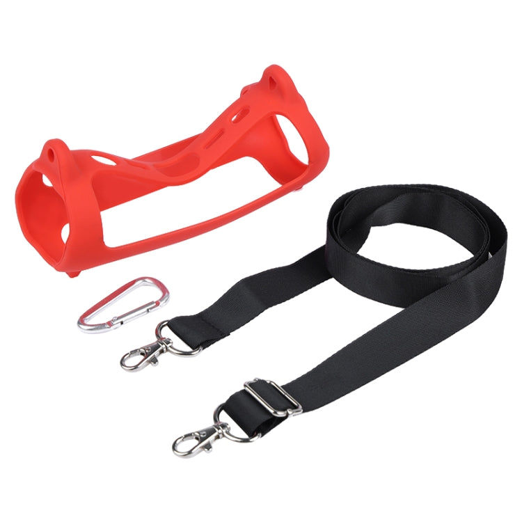For JBL Flip 6 Bluetooth Speaker Portable Silicone Case with Shoulder Strap(Red)