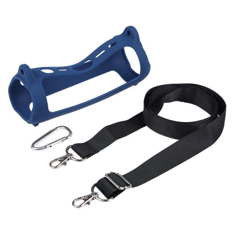 For JBL Flip 6 Bluetooth Speaker Portable Silicone Case with Shoulder Strap(Blue)