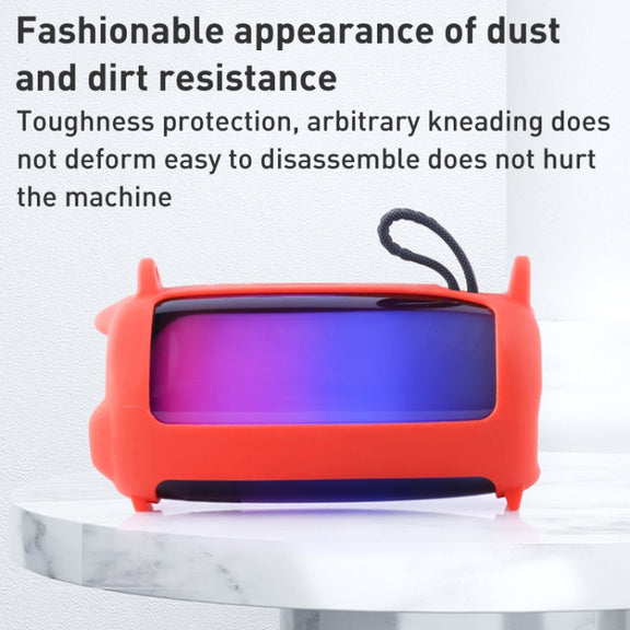 For JBL Pulse 5 Colorful Light Effect Bluetooth Speaker Silicone Case with Shoulder Strap(Red)