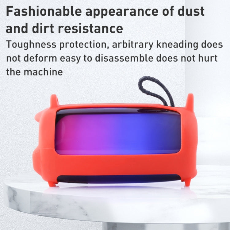 For JBL Pulse 5 Colorful Light Effect Bluetooth Speaker Silicone Case with Shoulder Strap(Blue)
