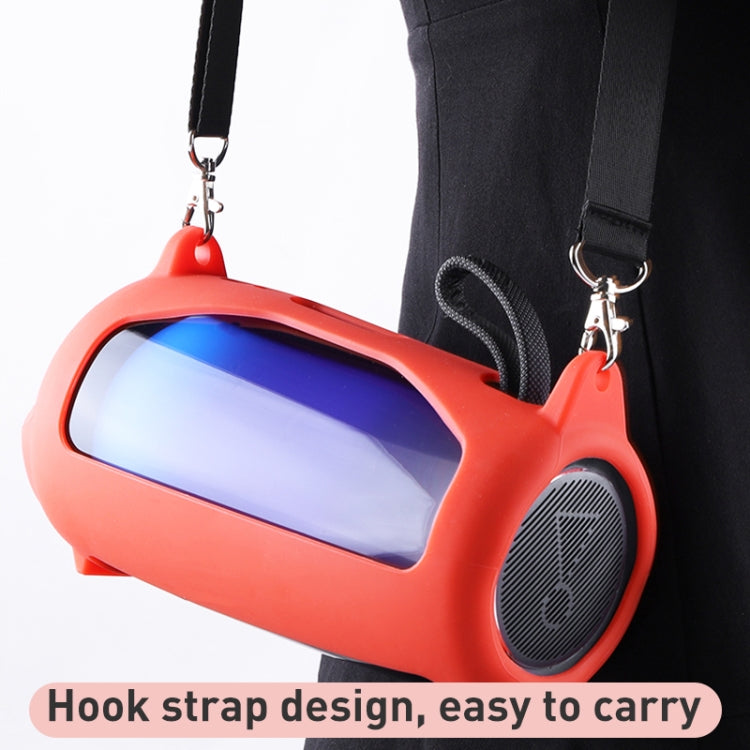 For JBL Pulse 5 Colorful Light Effect Bluetooth Speaker Silicone Case with Shoulder Strap(Red)
