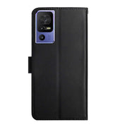 For TCL 40 SE Genuine Leather Fingerprint-proof Flip Phone Case(Black)