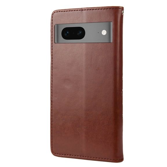 For Google Pixel 7a Butterfly Flower Pattern Flip Leather Phone Case(Brown)