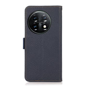 For OnePlus 11 KHAZNEH Side-Magnetic Litchi Genuine Leather RFID Phone Case(Blue)