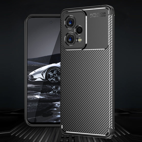 For Xiaomi Redmi Note 12 Global/Poco X5 Carbon Fiber Texture Shockproof TPU Phone Case(Black)