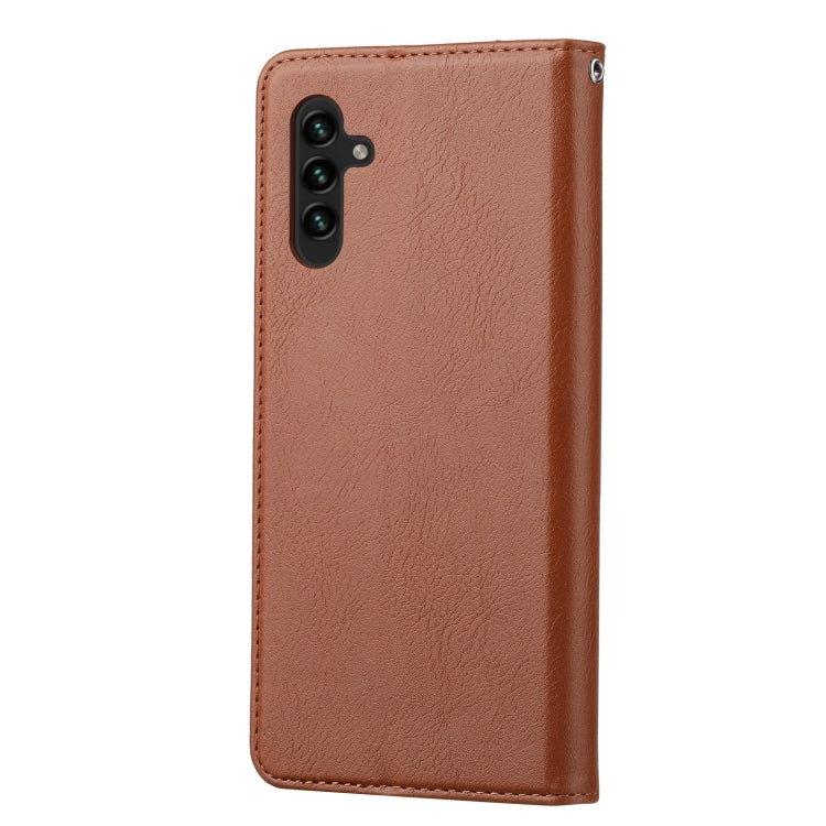 For Samsung Galaxy A34 5G Knead Skin Texture Flip Leather Phone Case(Brown)
