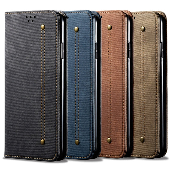 For OnePlus 11R Denim Texture Flip Leather Phone Case(Khaki)