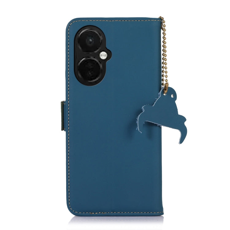 For OnePlus Nord CE 3 Lite Genuine Leather Magnetic RFID Leather Phone Case(Blue)