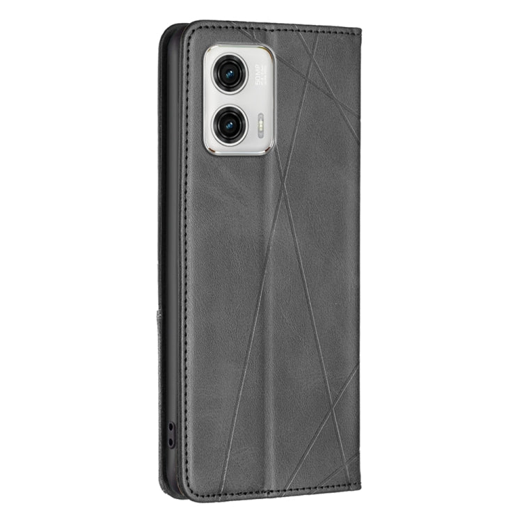 For Motorola Moto G73 5G Prismatic Invisible Magnetic Leather Phone Case(Black)