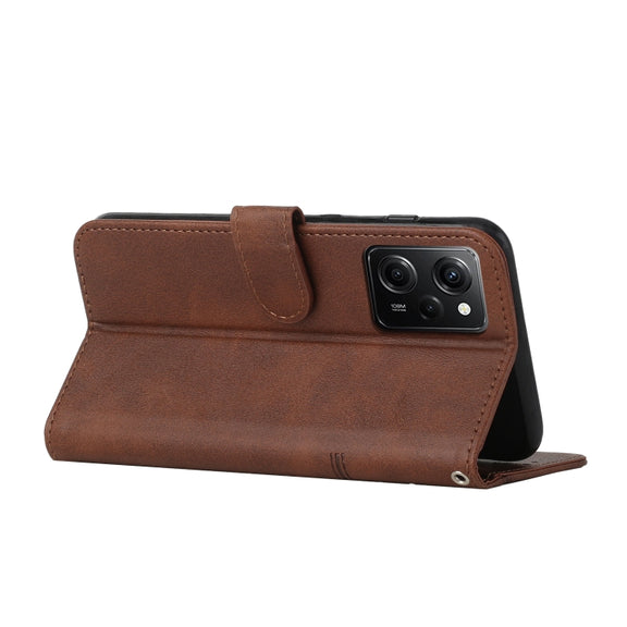 For Xiaomi Redmi Note 12 Pro Speed / Poco X5 Pro 5G Stitching Calf Texture Buckle Leather Phone Case(Brown)