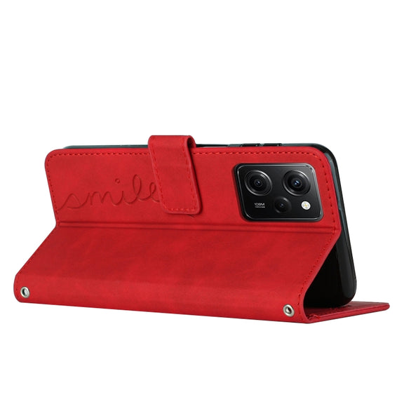 For Xiaomi Redmi Note 12 Pro Speed / Poco X5 Pro 5G Skin Feel Heart Pattern Leather Phone Case(Red)