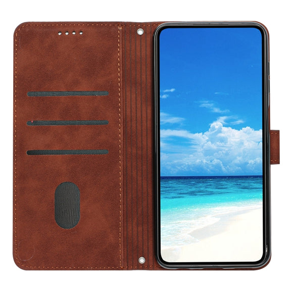For Xiaomi Redmi Note 12 Pro Speed / Poco X5 Pro 5G Skin Feel Heart Pattern Leather Phone Case with Lanyard(Brown)