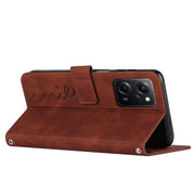 For Xiaomi Redmi Note 12 Pro Speed / Poco X5 Pro 5G Skin Feel Heart Pattern Leather Phone Case with Lanyard(Brown)