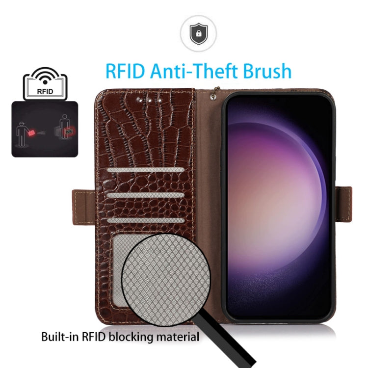 For OnePlus Nord CE 3 Lite Crocodile Top Layer Cowhide RFID Leather Phone Case(Brown)