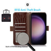 For OnePlus Nord CE 3 Lite Crocodile Top Layer Cowhide RFID Leather Phone Case(Brown)