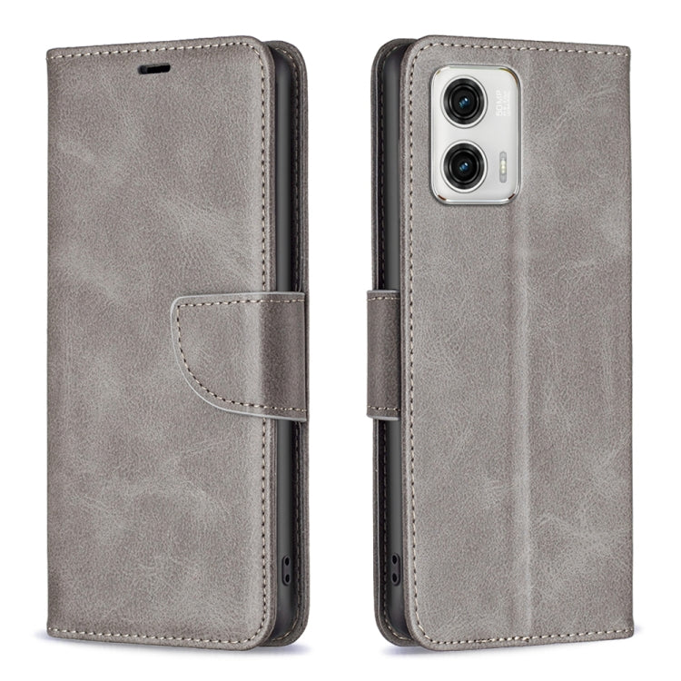 For Motorola Moto G73 5G Lambskin Texture Leather Phone Case(Grey)